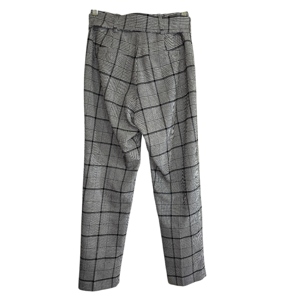 Aritzia Babaton Walker Belted Houndstooth Slim Check Trouser Pant Black White 0 - Picture 6 of 9